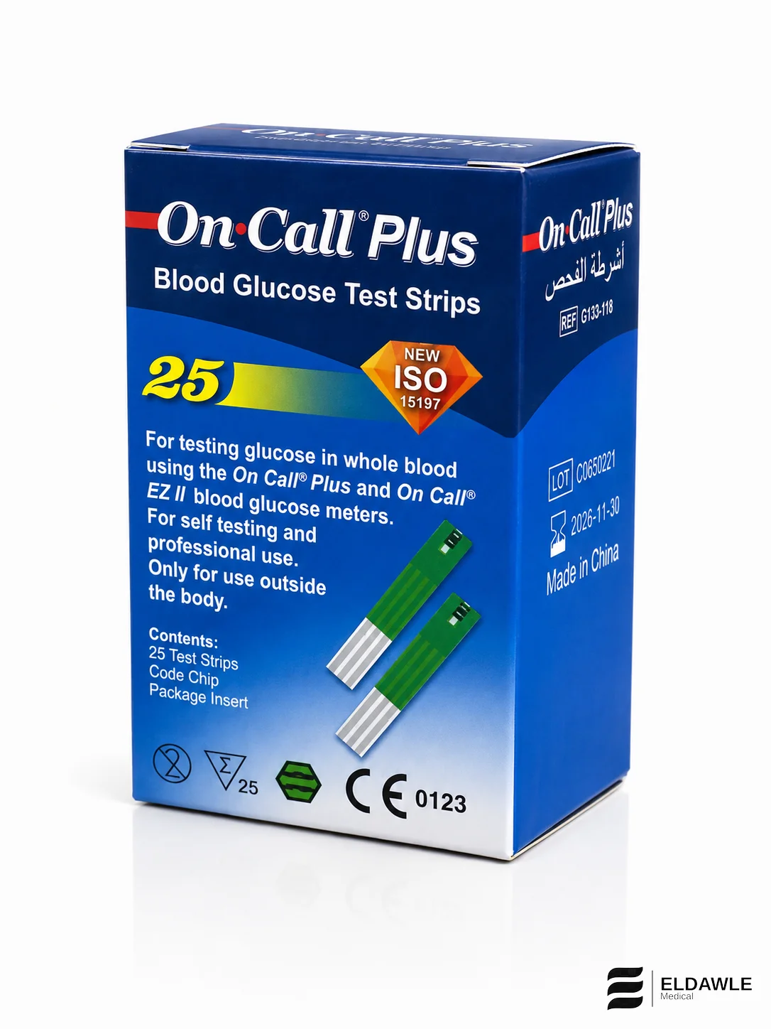 شرائط قياس السكر أون كول بلس -On Call Plus Blood Glucose Test Strips ( 25 شريط اختبار ) 2