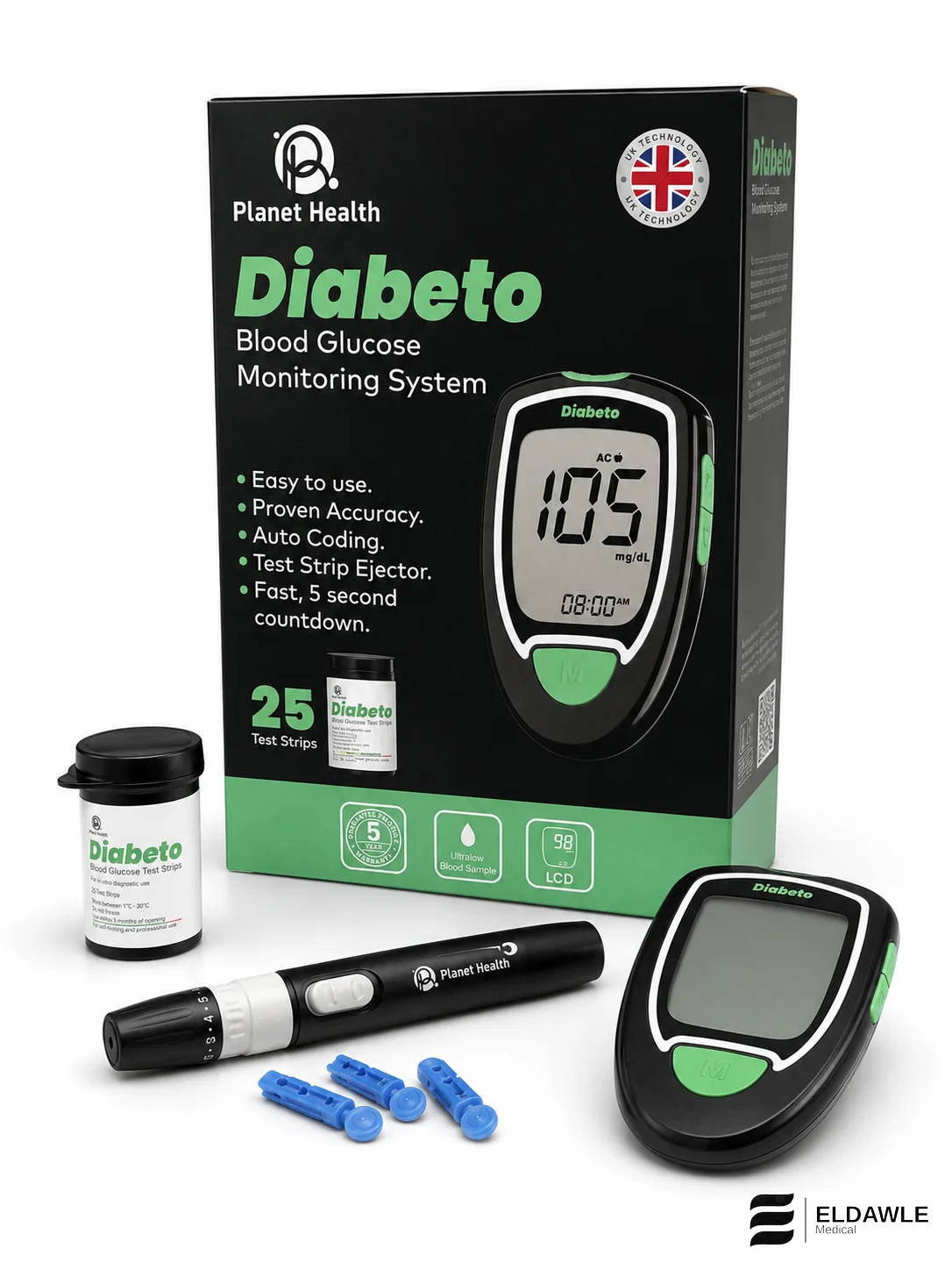 جهاز قياس السكر ديابيتو (Diabeto Blood Glucose Monitoring System)