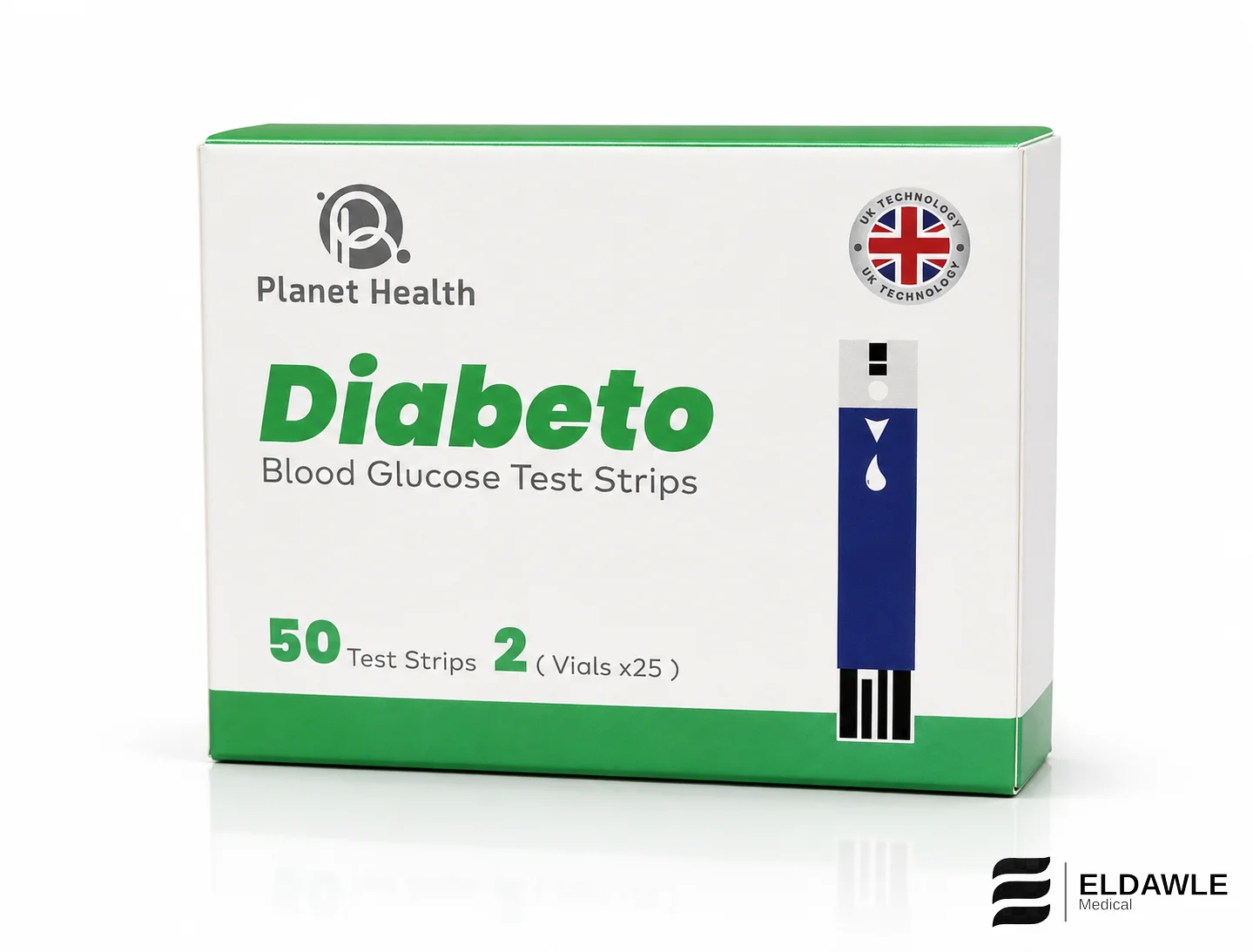 شرائط قياس السكر ديابيتو  - Diabeto Blood Glucose Test Strips (50 شريط اختبار )