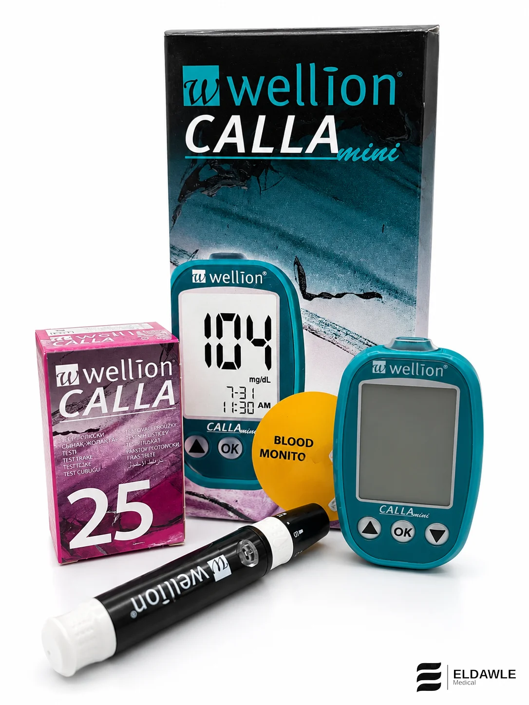 جهاز قياس السكر ويلليون  (Wellion CALLA Mini Blood Glucose Monitoring System)
