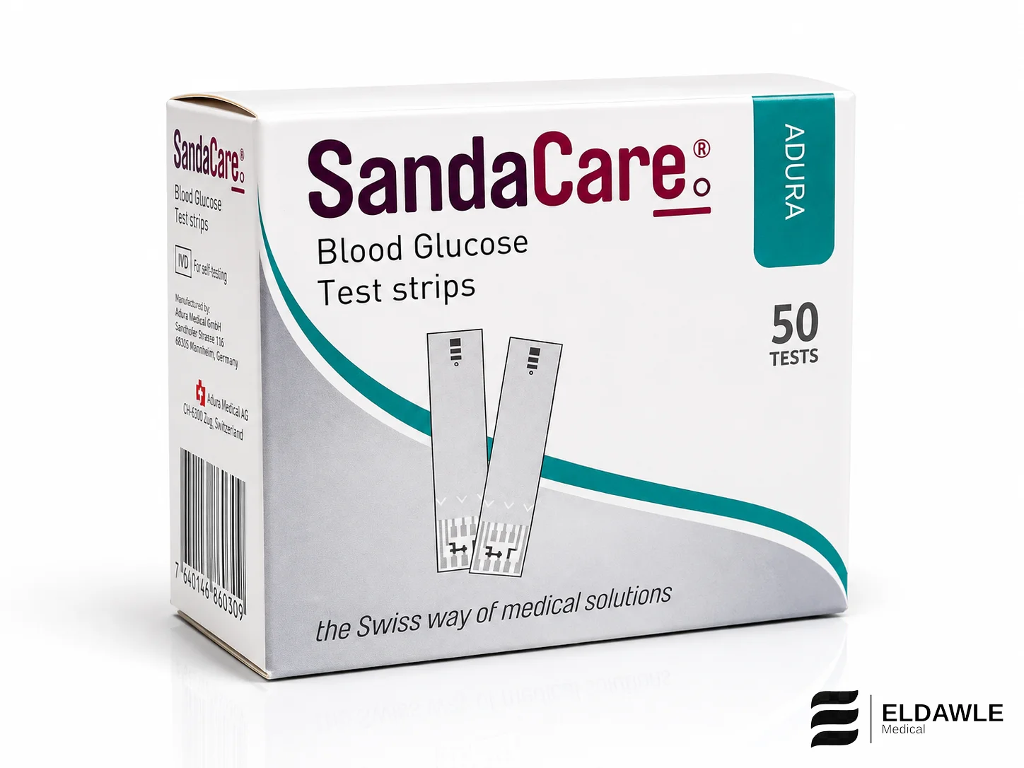 شرائط قياس السكر ساندا كير أدورا -SandaCare ADURA Blood Glucose Test Strips (50 شريط اختبار ) 2